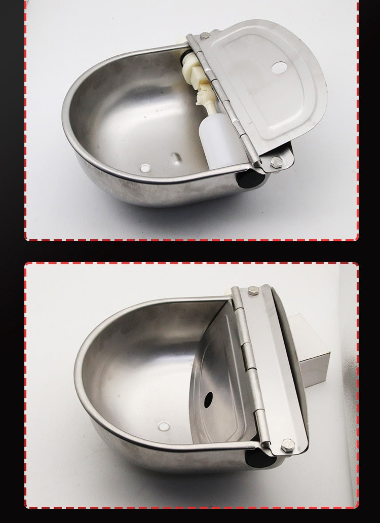 HKM-3987389 Stainless Steel Drinking Bowl for Cattle, Horses, and Sheep with Sink and Pipe
