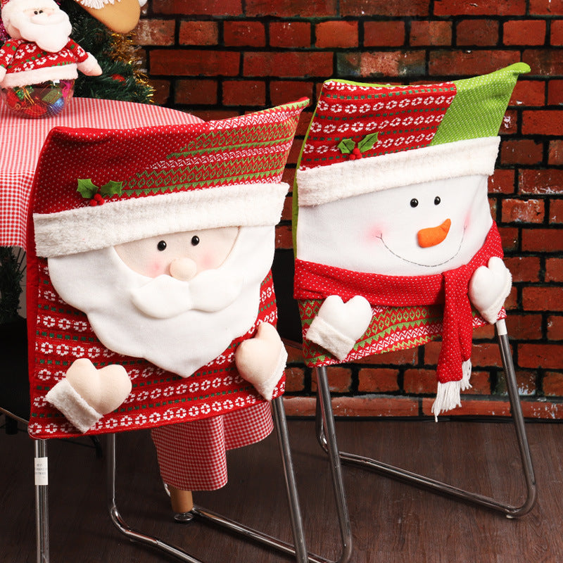 HKM-398739 Christmas Chair Covers with Santa Claus Designs and Festive Scenes