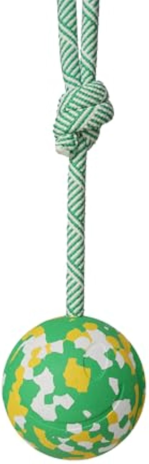 HKM-3988669 Interactive Dog Ball on Rope - Durable Natural Rubber Toy for Fetch, Tug, and Training for Medium to Small Dogs