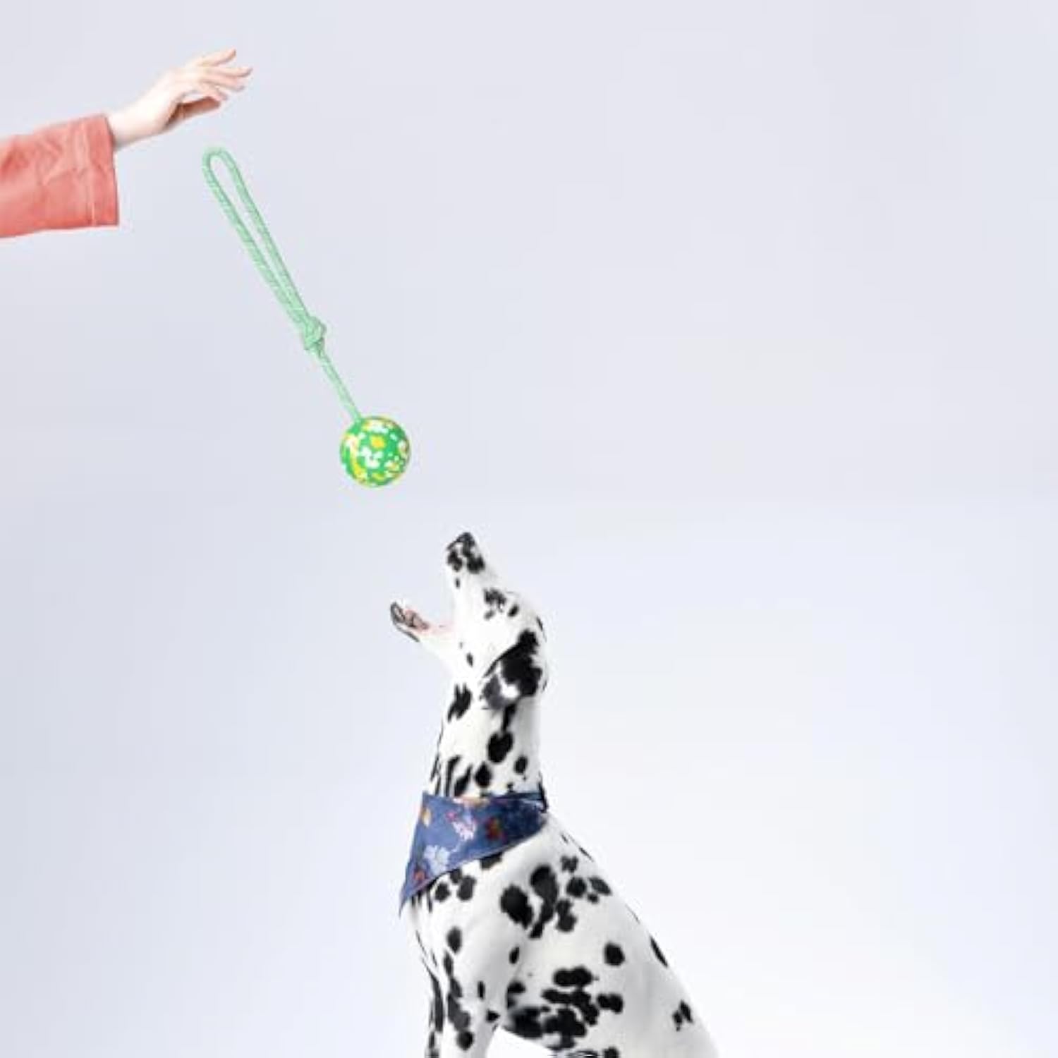 HKM-3988669 Interactive Dog Ball on Rope - Durable Natural Rubber Toy for Fetch, Tug, and Training for Medium to Small Dogs