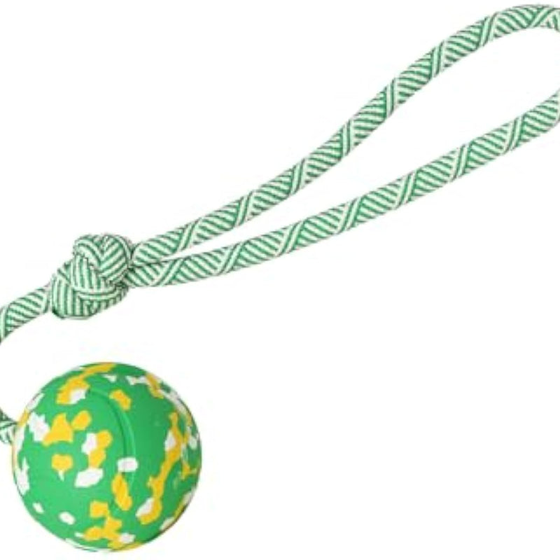 HKM-3988669 Interactive Dog Ball on Rope - Durable Natural Rubber Toy for Fetch, Tug, and Training for Medium to Small Dogs
