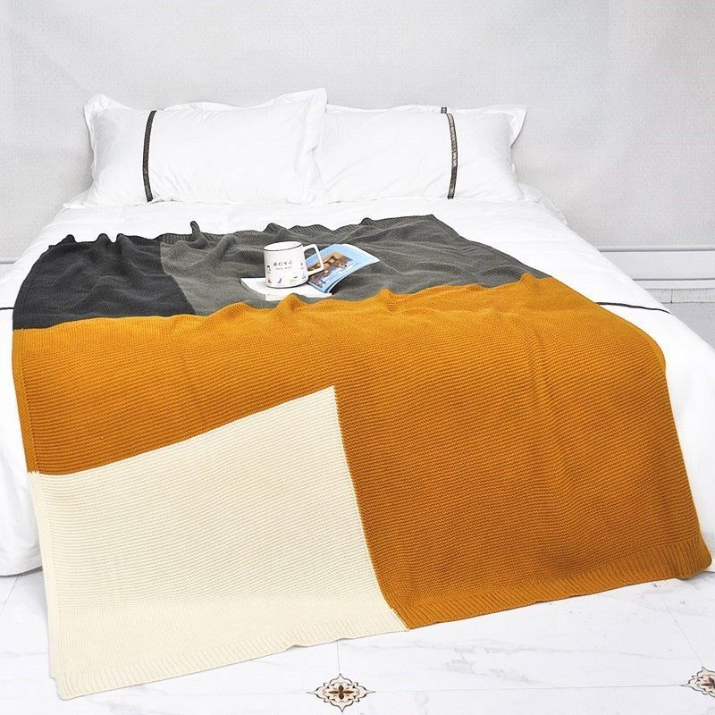 HKM-398931 Bohemian Knitted Blanket in Vibrant Colors for Office or Sofa Use