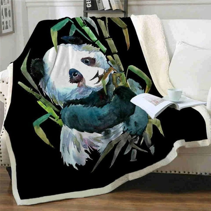 HKM-398931 Panda Series Coral Fleece Cartoon Blanket - Soft Cotton Quilted Design