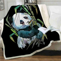 HKM-398931 Panda Series Coral Fleece Cartoon Blanket - Soft Cotton Quilted Design