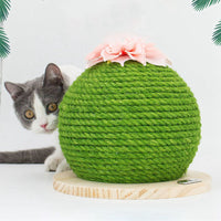 HKM-3990461 Sisal Cactus Cat Climbing Frame with Wooden Base - Durable, Scratch-Resistant Design for Cats