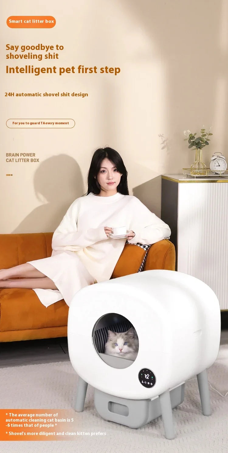 HKM-399059 Automatic Smart Cat Litter Box with Eco-Friendly Design and Advanced Self-Cleaning Function