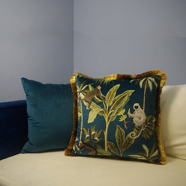 HKM-399059 Elegant Green and Gold Cushion Cover, 45x45cm, PP Cotton Fill