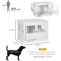 HKM-3990845 White Wooden Dog Crate End Table with Triple Doors for Small Dogs Indoor Use