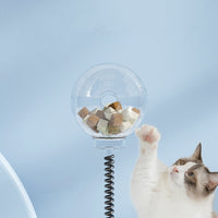 HKM-3990973 Interactive 2-in-1 Cat Toy with Treat Dispensing Turntable and Spring Ball