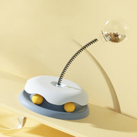 HKM-3990973 Interactive 2-in-1 Cat Toy with Treat Dispensing Turntable and Spring Ball
