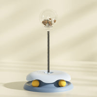 HKM-3990973 Interactive 2-in-1 Cat Toy with Treat Dispensing Turntable and Spring Ball