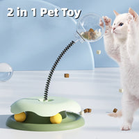 HKM-3990973 Interactive 2-in-1 Cat Toy with Treat Dispensing Turntable and Spring Ball