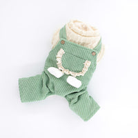 HKM-3991741 Corduroy Strip Strap Dog Clothes for Small to XL Dogs in Pink and Green