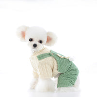 HKM-3991741 Corduroy Strip Strap Dog Clothes for Small to XL Dogs in Pink and Green