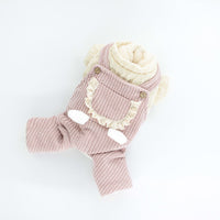 HKM-3991741 Corduroy Strip Strap Dog Clothes for Small to XL Dogs in Pink and Green