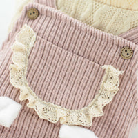 HKM-3991741 Corduroy Strip Strap Dog Clothes for Small to XL Dogs in Pink and Green