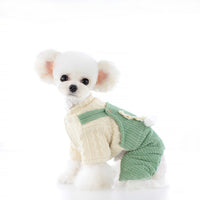 HKM-3991741 Corduroy Strip Strap Dog Clothes for Small to XL Dogs in Pink and Green