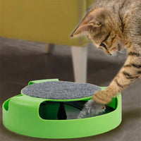 HKM-3993149 Interactive Mouse Cat Toy with Scratch Board - Green Plastic Fun for Kittens