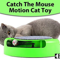 HKM-3993149 Interactive Mouse Cat Toy with Scratch Board - Green Plastic Fun for Kittens