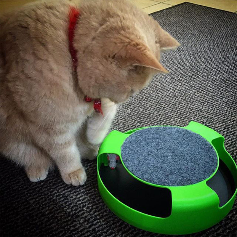 HKM-3993149 Interactive Mouse Cat Toy with Scratch Board - Green Plastic Fun for Kittens
