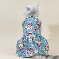 HKM-3993533 Thin Dog Lead Shirt for Pets in Pink, Yellow, and Green Sunflower Designs, Cotton Material, Available in Sizes XS to XL