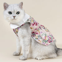 HKM-3993533 Thin Dog Lead Shirt for Pets in Pink, Yellow, and Green Sunflower Designs, Cotton Material, Available in Sizes XS to XL