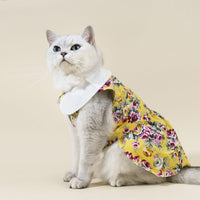HKM-3993533 Thin Dog Lead Shirt for Pets in Pink, Yellow, and Green Sunflower Designs, Cotton Material, Available in Sizes XS to XL