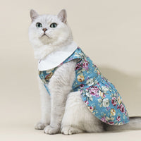 HKM-3993533 Thin Dog Lead Shirt for Pets in Pink, Yellow, and Green Sunflower Designs, Cotton Material, Available in Sizes XS to XL