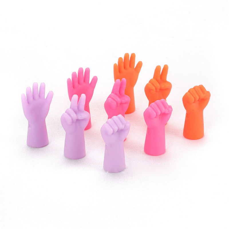 HKM-399443 Colorful Non-Slip Knitting Needle Caps - Set of 6 in Purple, Rose Red, and Orange