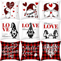 HKM-399443 Red Cartoon Letter Valentine's Day Pillowcase in Peach Skin for Living Room or Bedroom, 45x45cm