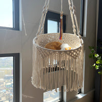 HKM-3994557 Cozy Nordic Bohemian Woven Cat Nest - Cotton Pocket Design