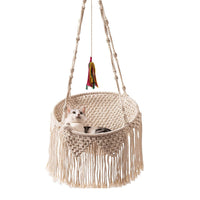 HKM-3994557 Cozy Nordic Bohemian Woven Cat Nest - Cotton Pocket Design