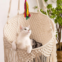 HKM-3994557 Cozy Nordic Bohemian Woven Cat Nest - Cotton Pocket Design