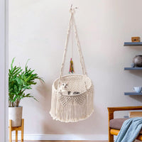 HKM-3994557 Cozy Nordic Bohemian Woven Cat Nest - Cotton Pocket Design
