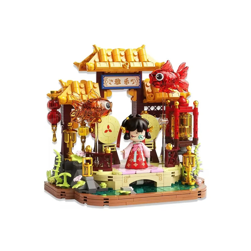 HKM-399571 Unisex Educational Chinese Style Building Block Set with 50 Model Pieces for Ages 2 and Up