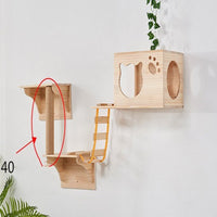 HKM-3996221 Luxury Pine Wood Cat Climbing Frame with Acrylic Bowl and Durable Hemp Rope