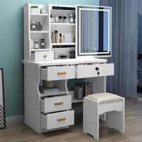 HKM-399635 Elegant MDF Vanity Set with Stool and Mirror for Bedroom Furniture
