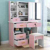 HKM-399635 Elegant MDF Vanity Set with Stool and Mirror for Bedroom Furniture