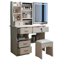 HKM-399635 Elegant MDF Vanity Set with Stool and Mirror for Bedroom Furniture