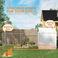 HKM-3996605 Large Galvanized Chain Link Outdoor Dog Kennel with Waterproof Cover for Medium to Large Dogs, 19.7 ft x 7.5 ft x 7.5 ft