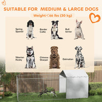 HKM-3996605 Large Galvanized Chain Link Outdoor Dog Kennel with Waterproof Cover for Medium to Large Dogs, 19.7 ft x 7.5 ft x 7.5 ft