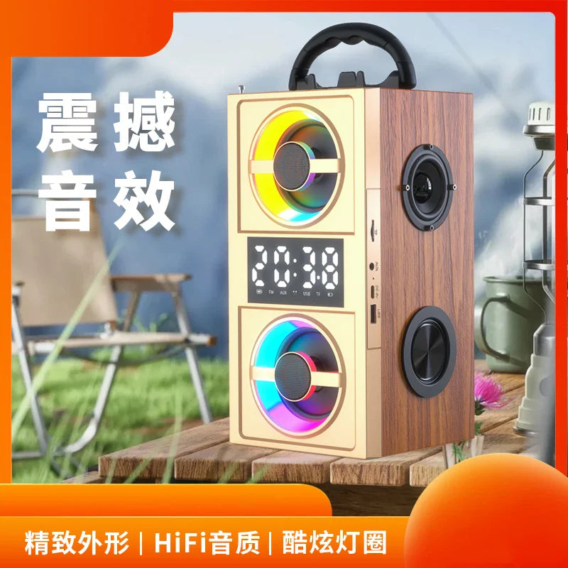 HKM-399763 Wireless Wood Bluetooth Speakers with Stereo Subwoofer for Home Audio and Desktop Use