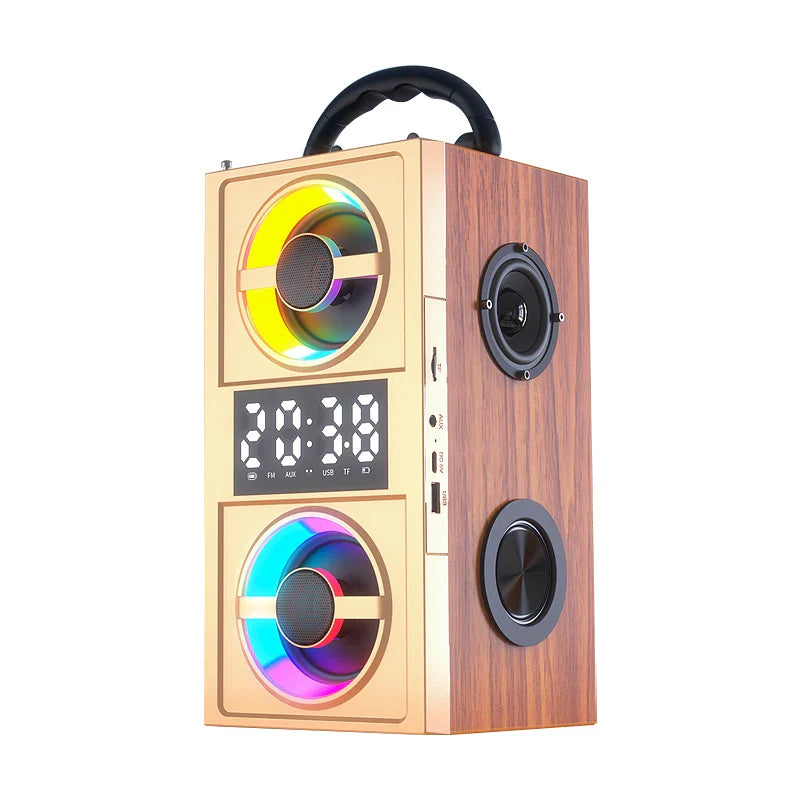 HKM-399763 Wireless Wood Bluetooth Speakers with Stereo Subwoofer for Home Audio and Desktop Use