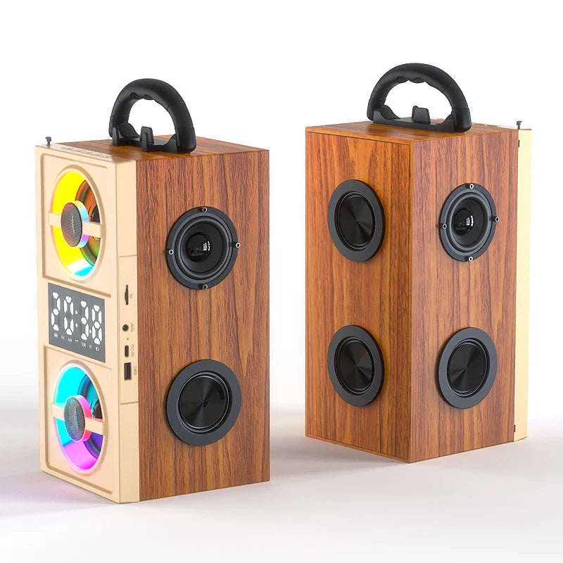 HKM-399763 Wireless Wood Bluetooth Speakers with Stereo Subwoofer for Home Audio and Desktop Use