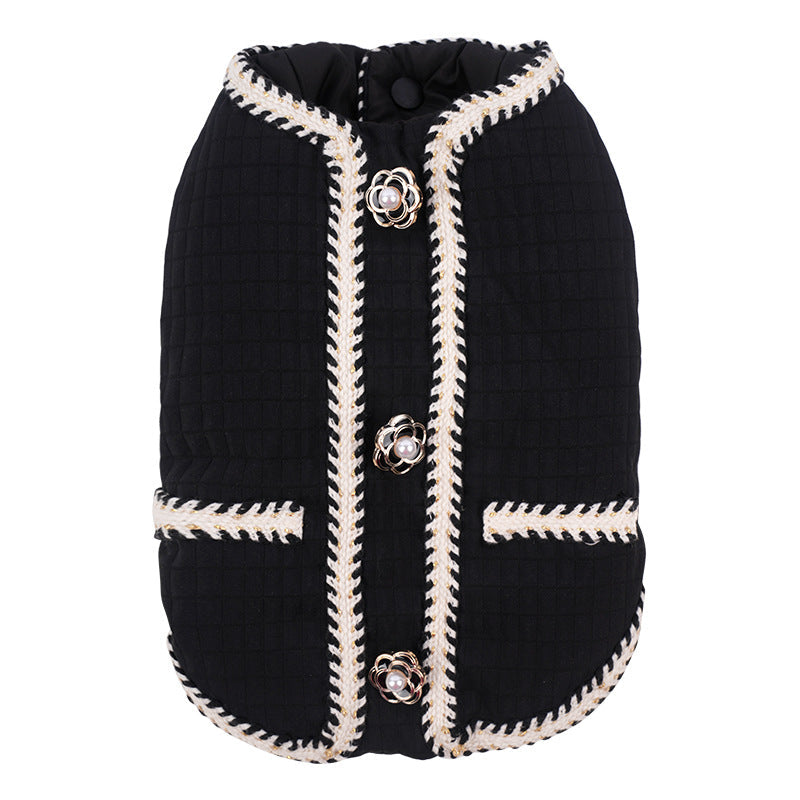 HKM-3998013 Warm Quilted Dog Coat for Autumn and Winter in Black, White, Light Purple - Sizes S to 2XL