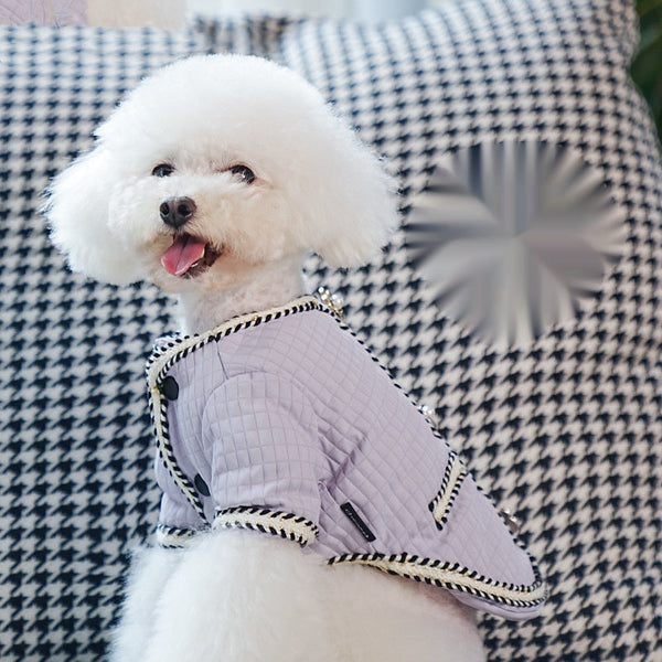 HKM-3998013 Warm Quilted Dog Coat for Autumn and Winter in Black, White, Light Purple - Sizes S to 2XL