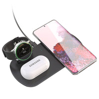 HKM-399827 3-in-1 Fast Wireless Charger for Galaxy Watch, AirPods, and Qi-Compatible Devices