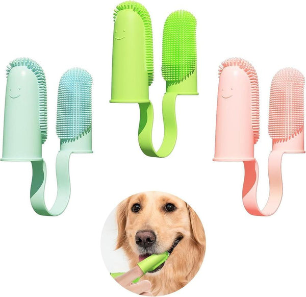 HKM-399827 Double Finger Toothbrush for Dogs and Cats with 800 Soft Bristles for Effective Dental Care