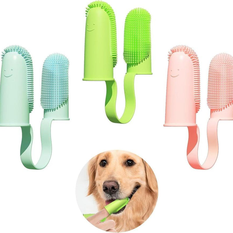 HKM-399827 Double Finger Toothbrush for Dogs and Cats with 800 Soft Bristles for Effective Dental Care