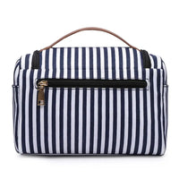 HKM-399827 Large Portable Canvas Makeup Bag with Stripes for Organised Storage